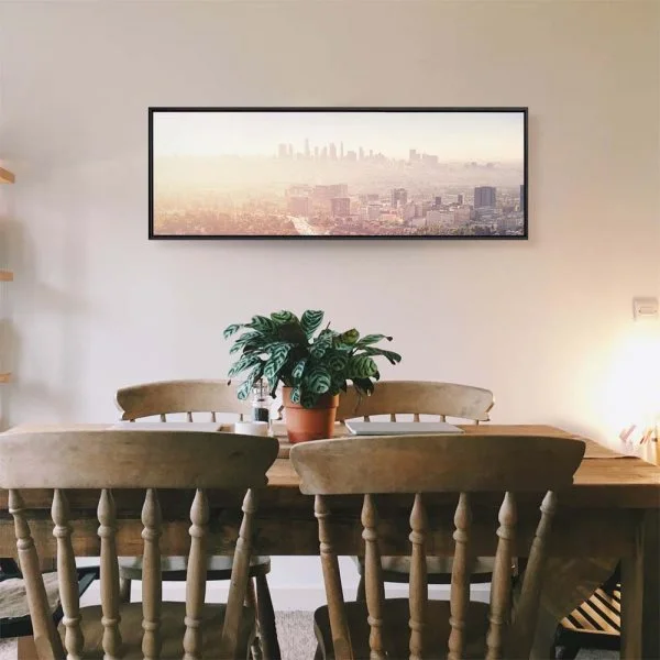 Skyline LA Panoramaview im schwarzen Bilderrahmen, 80x80cm