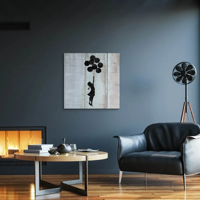 Banksy Girl with ballons als Alu-Dibond Bild 50x50cm