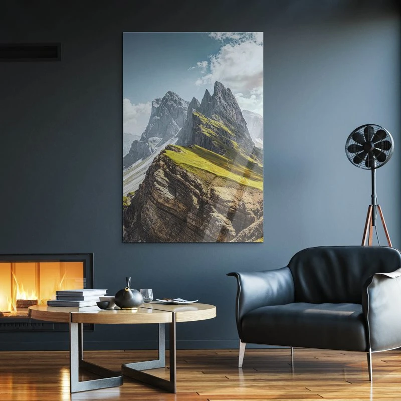 Berge & Gebirge im XXL Hochformat, Dolomiten Geisslergruppe als Acrylglasbild 100x150cm
