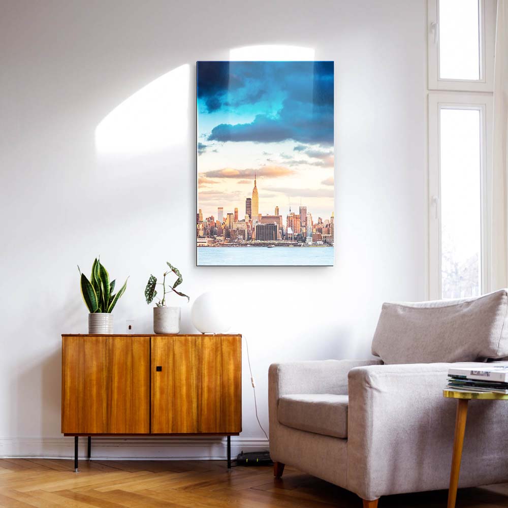 Skyline Panorama von New York als Acrylglasverbund Bild 200x150cm