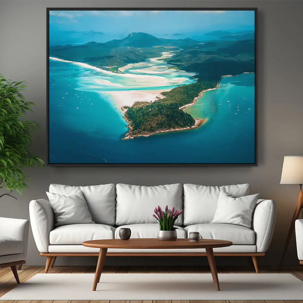 Strand & Meer Panorama Australien im schwarzen Bilderrahmen, 200x150cm