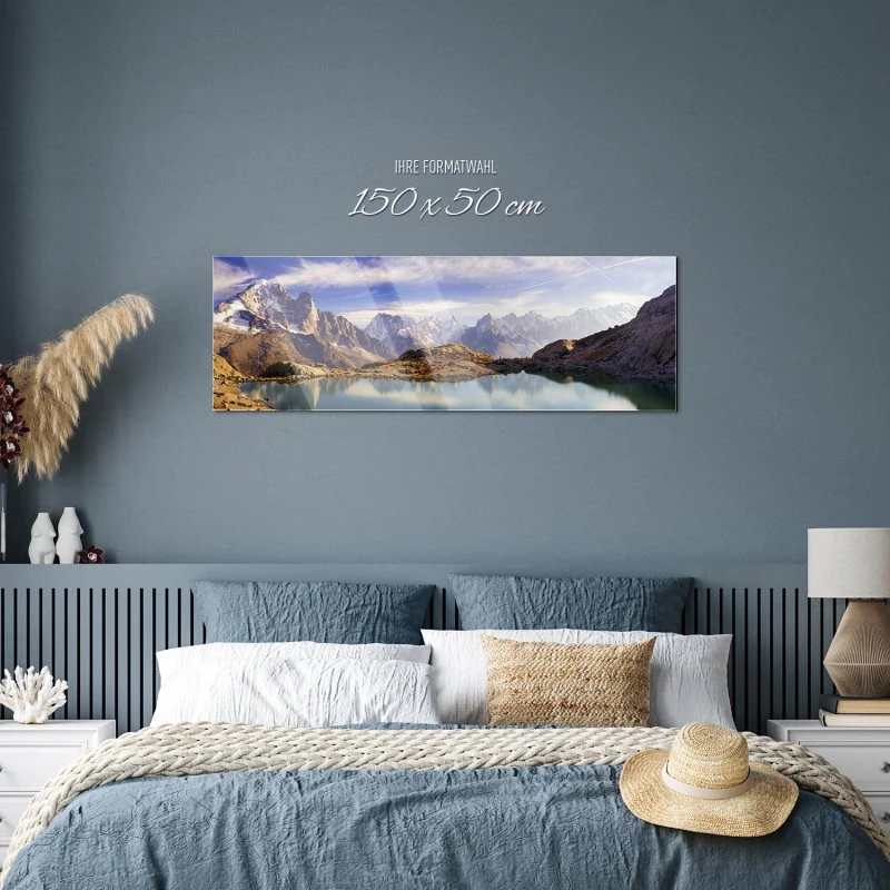 Berge & Gebirge Crystal Lakes Franz. Alpen als Acrylglasverbund Bild 150x50cm