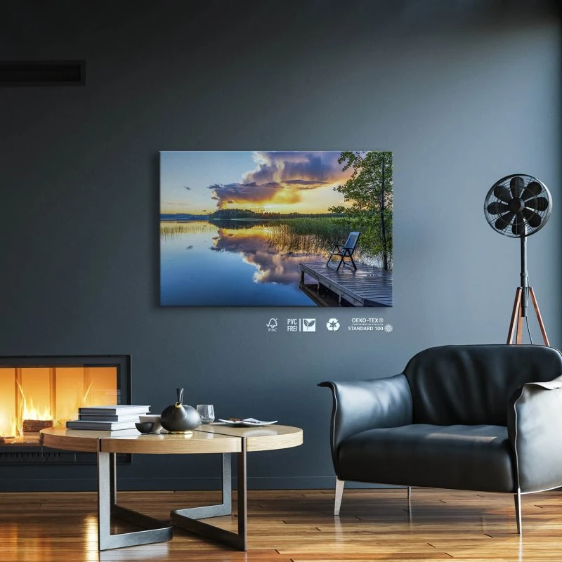 Leinwandbild Steg Romantik, Fluss & See 60x40cm