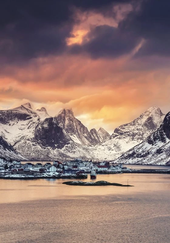 Poster Winter in Norwegen Berge & Gebirge, 70x100cm groß