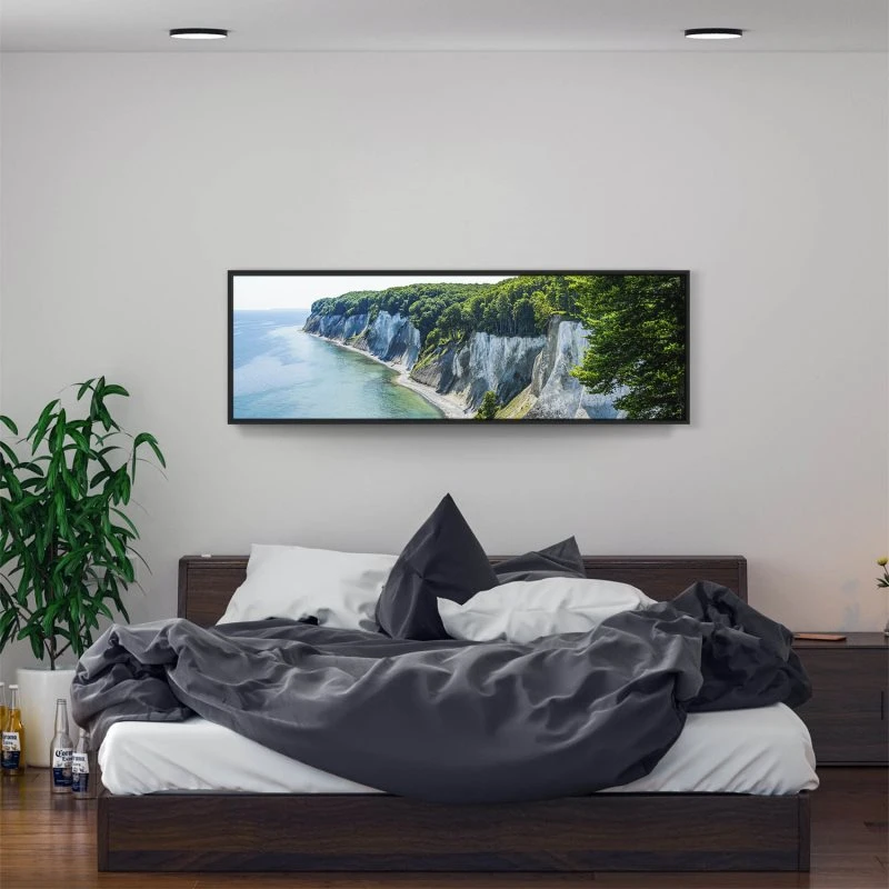 Strand & Meer Insel Rügen Ostsee im schwarzen Bilderrahmen, 150x50cm