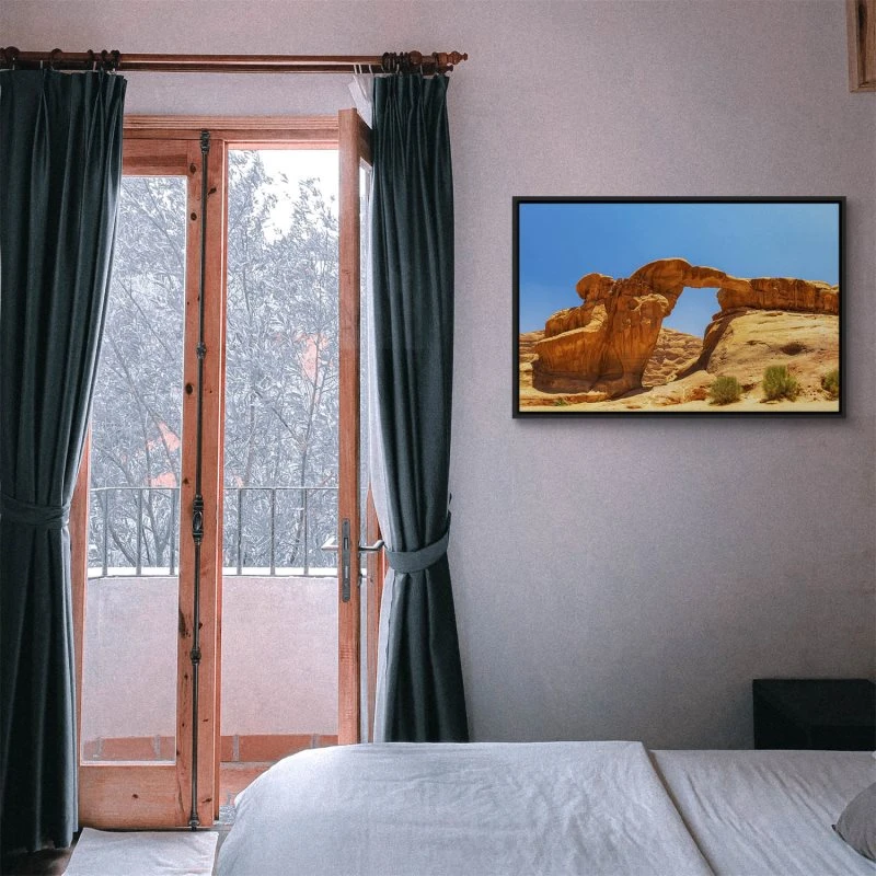 Berge & Gebirge Wadi Rum Wüste im schwarzen Bilderrahmen, 120x80cm
