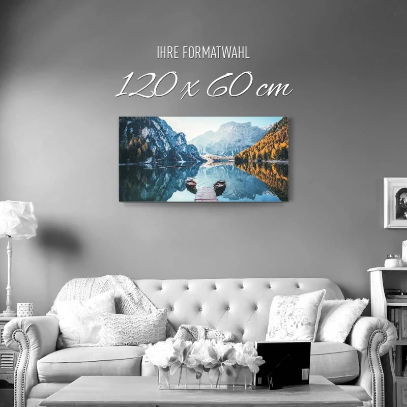 Berge & Gebirge Pragser Wildsee Dolomiten als Alu-Dibond Bild 120x60cm