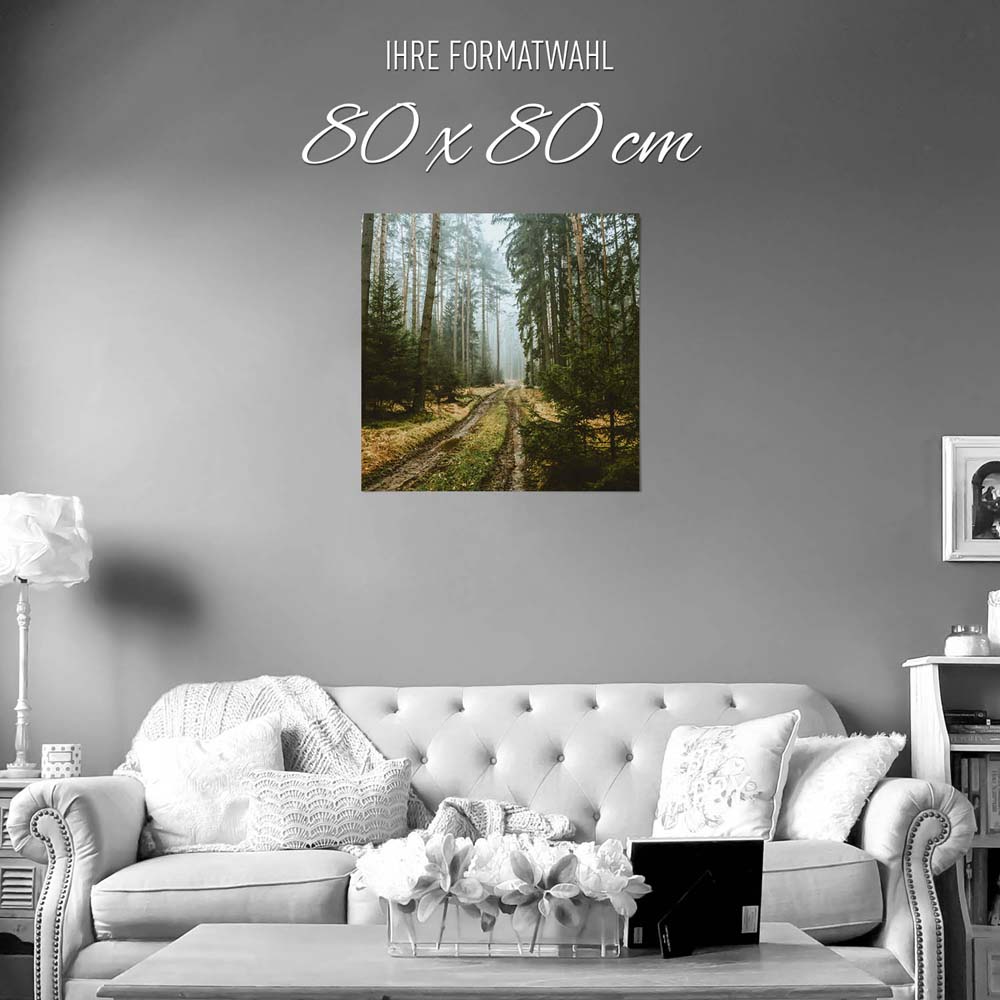 Poster 80x80cm groß, Wald Spaziergang