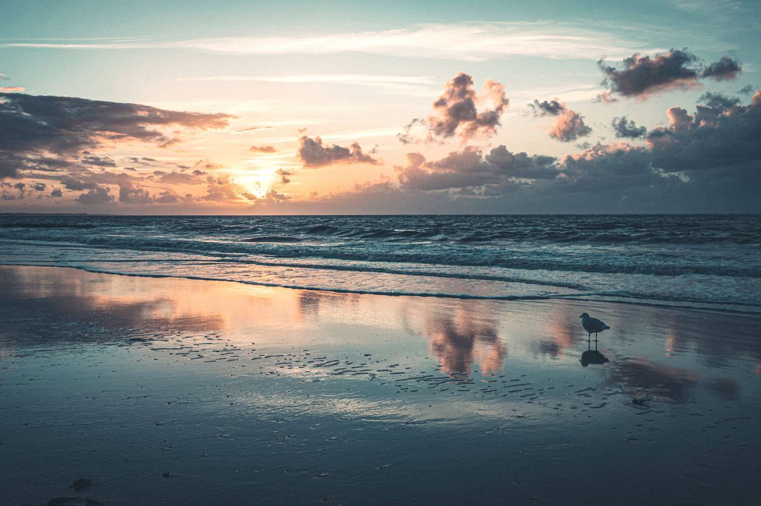 Leinwandbild Sonnenuntergang Nordsee, Strand & Meer 60x40cm