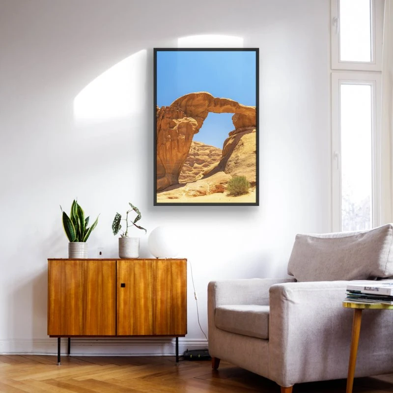 Berge & Gebirge Wadi Rum Wüste im Hochformat 60x90cm mit schwarzen Bilderrahmen