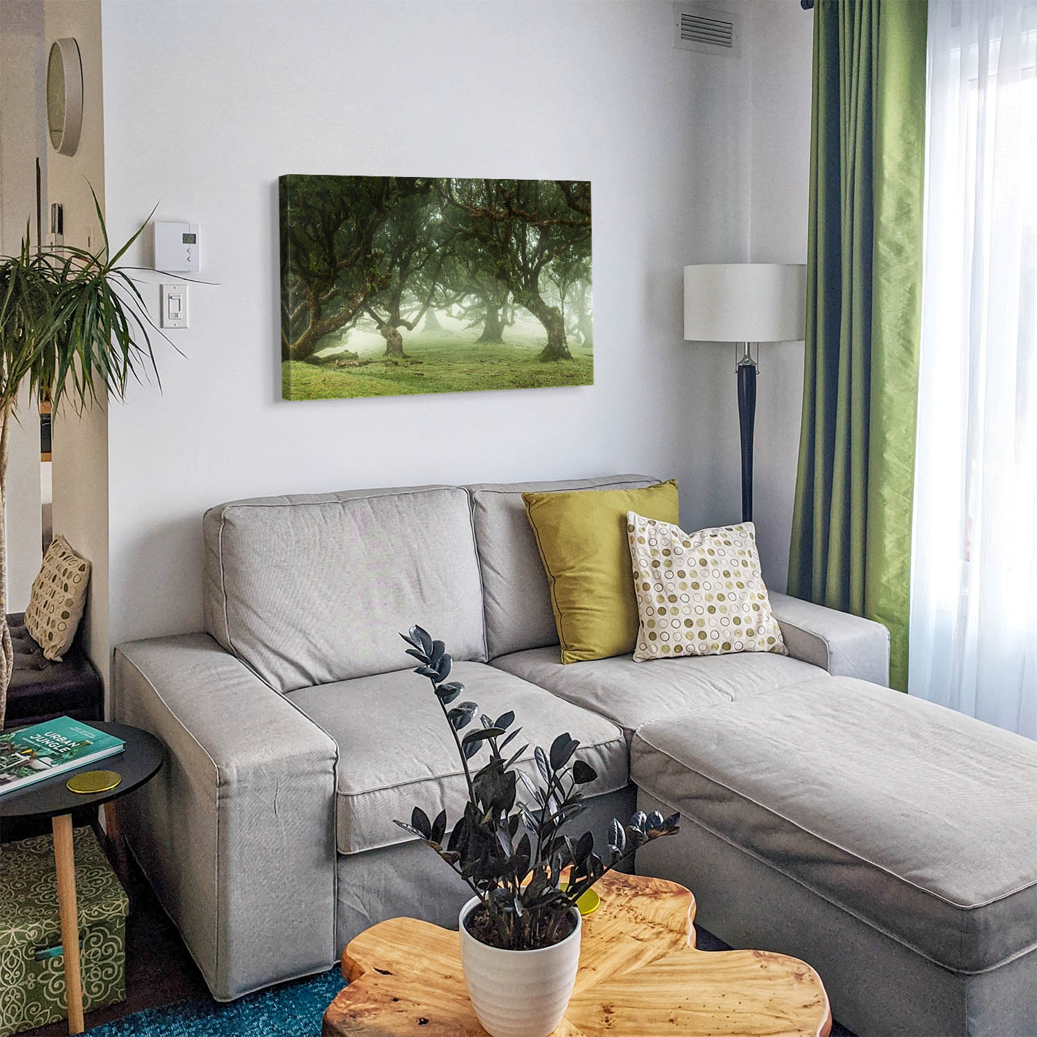 Keilrahmenbild 150x50cm, Wald & Bäume Nebel Gestalten