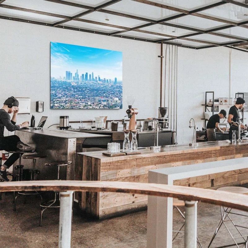 Skyline Los Angeles Panorama als Alu-Dibond Bild 80x80cm