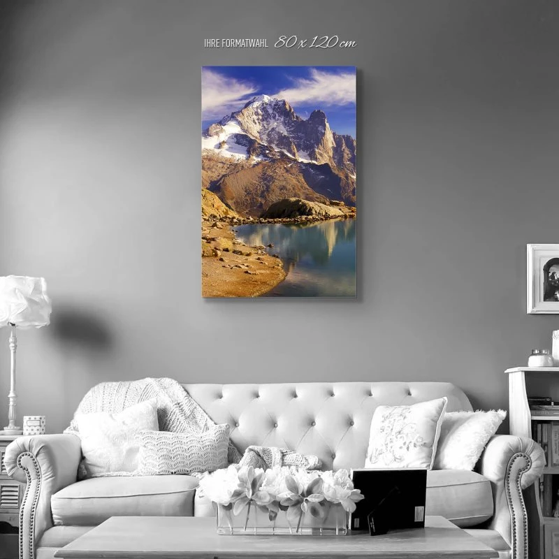 Alu-Dibond Bild im Hochformat, Berge & Gebirge Crystal Lakes Franz. Alpen 80x120cm