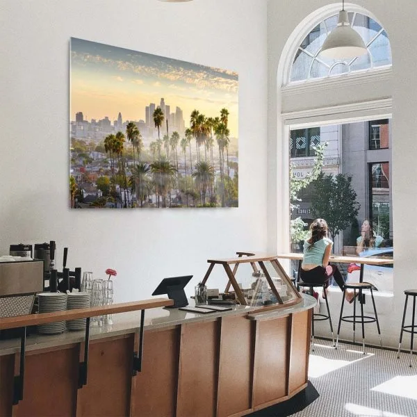 Skyline Los Angeles Palmen als Acrylglas Bild 120x60cm