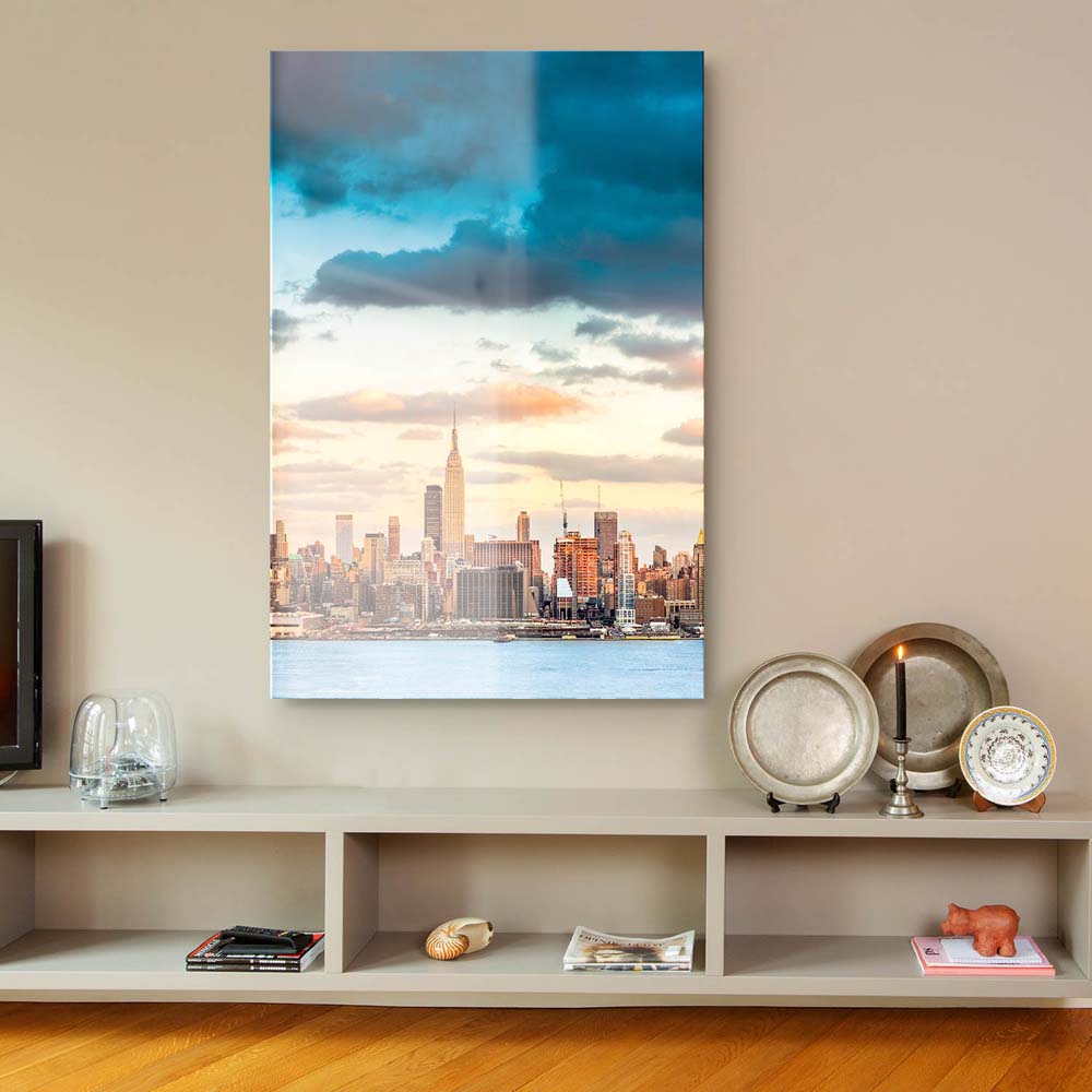 Skyline im Hochformat, Panorama von New York als Acrylglas Bild 60x90cm
