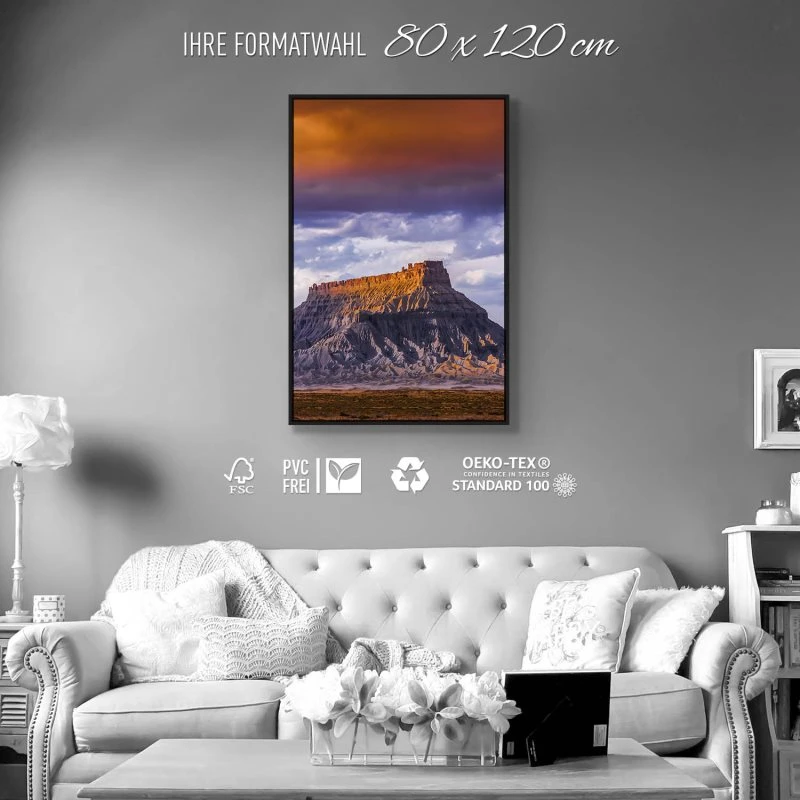 Berge & Gebirge im Hochformat 80x120cm factory butte USA mit weißen Bilderrahmen