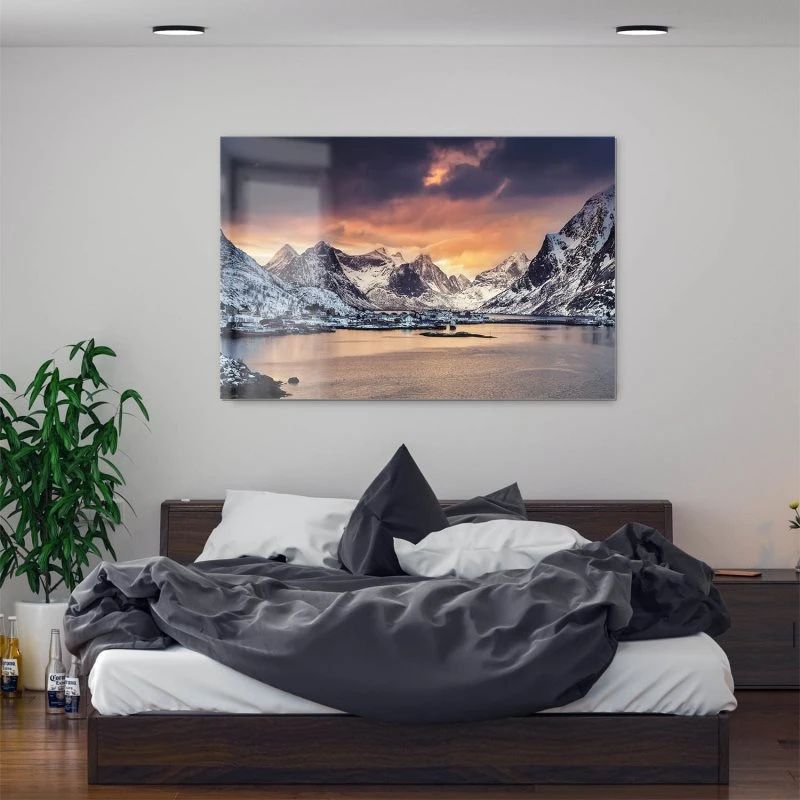 Berge & Gebirge Winter in Norwegen als Acrylglasverbund Bild 200x150cm