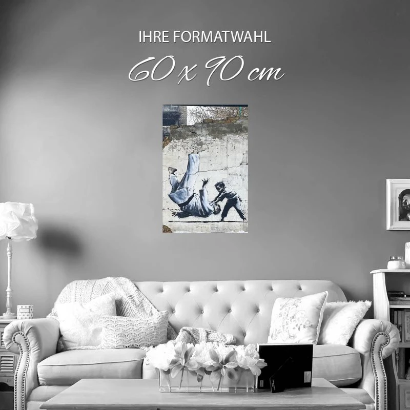 Poster 60x90cm im Hochformat, Ukraine Judo Banksy