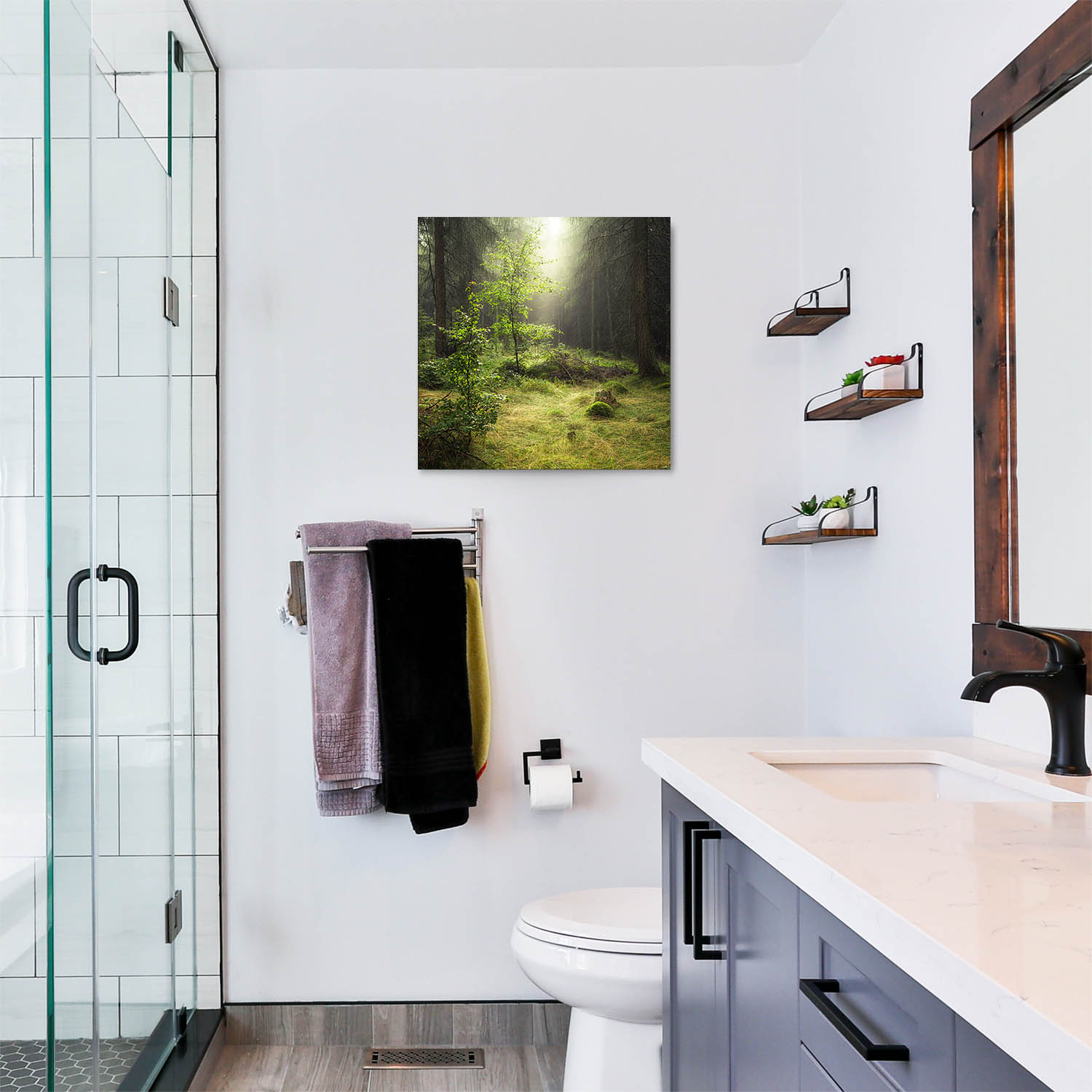 Wandbild auf Alu-Dibond, Wald & Bäume Lichtung, 110x50cm groß