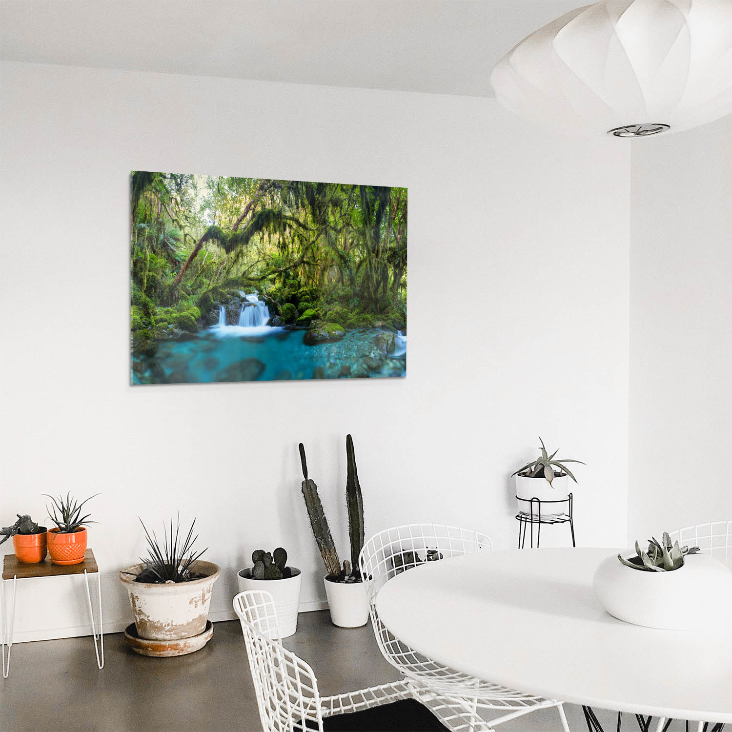 Acrylglasbild Dschungel, idylischer Bachlauf, 110x50cm groß