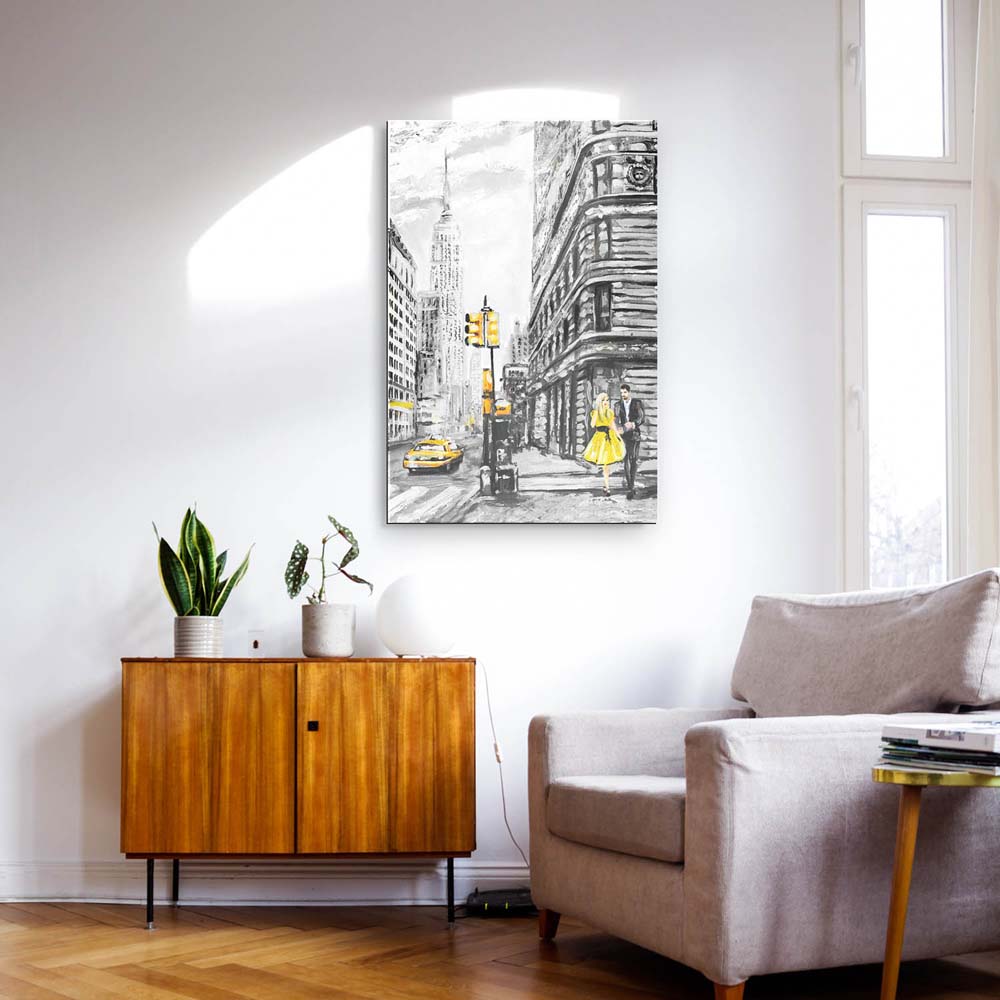 Skyline New York wie gemalt als Acrylglasverbund Bild 180x90cm