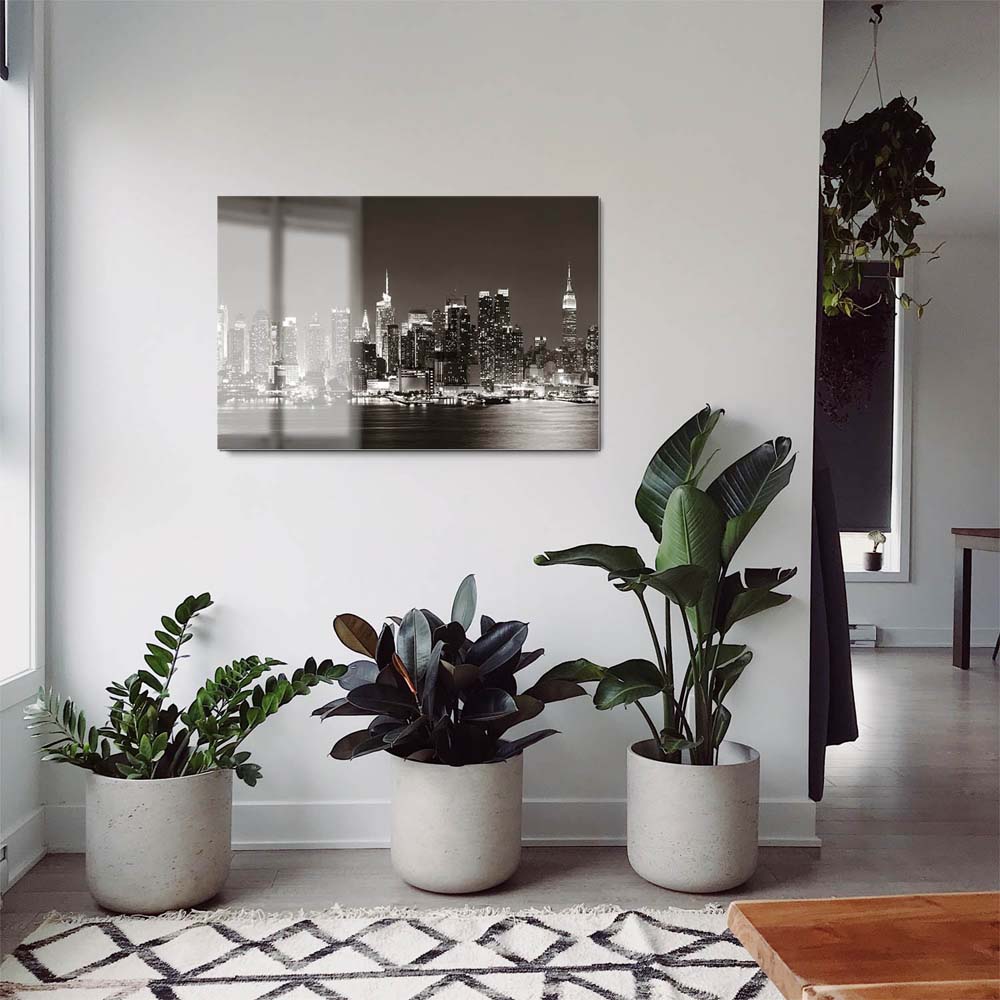 Skyline New York nachts als Acrylglasverbund Bild 180x90cm