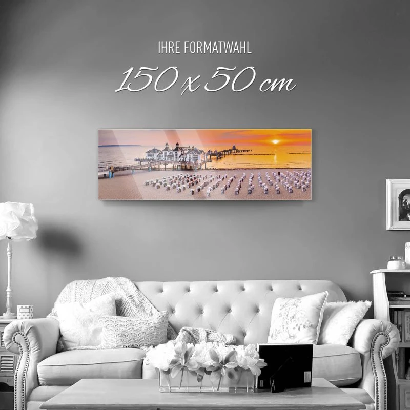 Acrylglasbild 150x50cm groß Strand & Meer Seebrücke Sellin Rügen