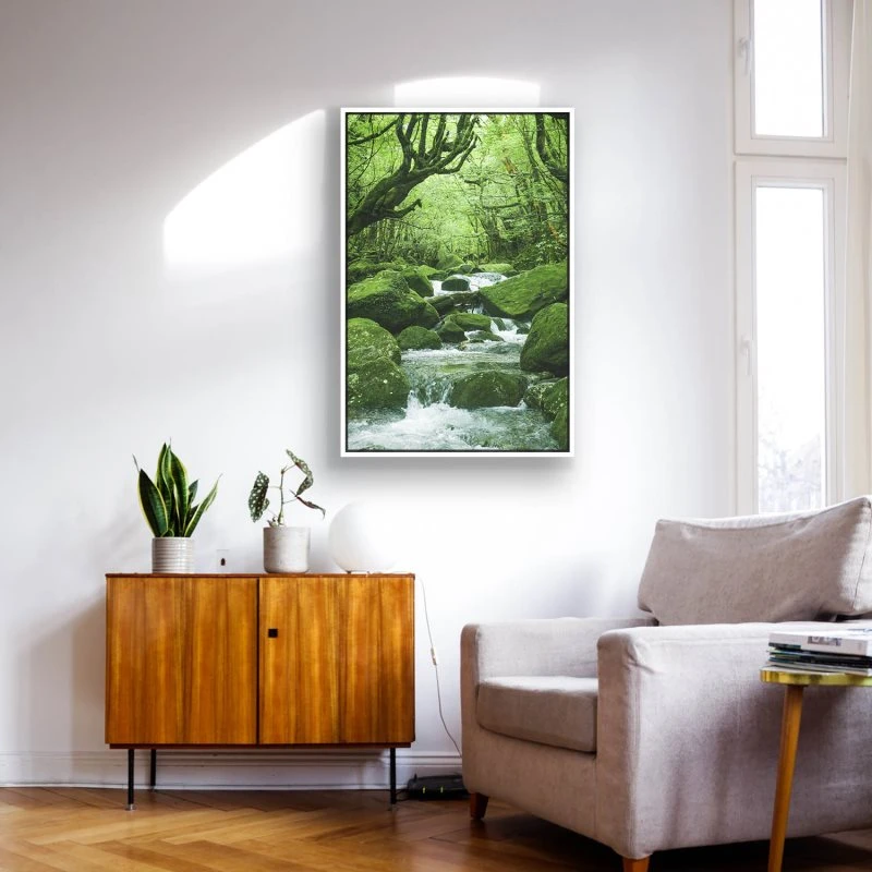 Flüsse & Seen im Hochformat 40x60cm Japan Waldbach mit weißen Bilderrahmen