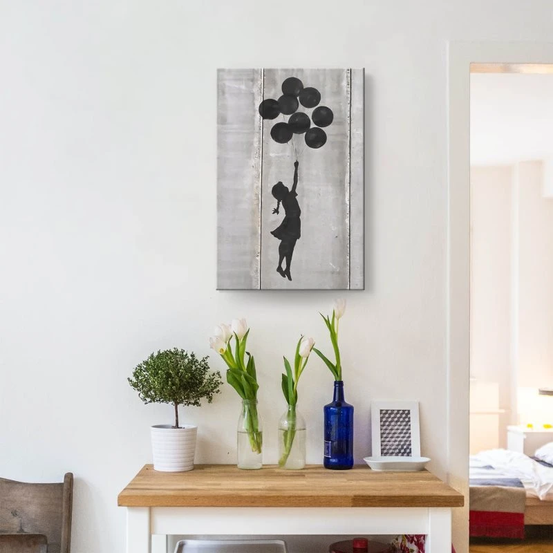 Leinwandbild Hochformat XXL 100x150cm, Banksy Girl with ballons
