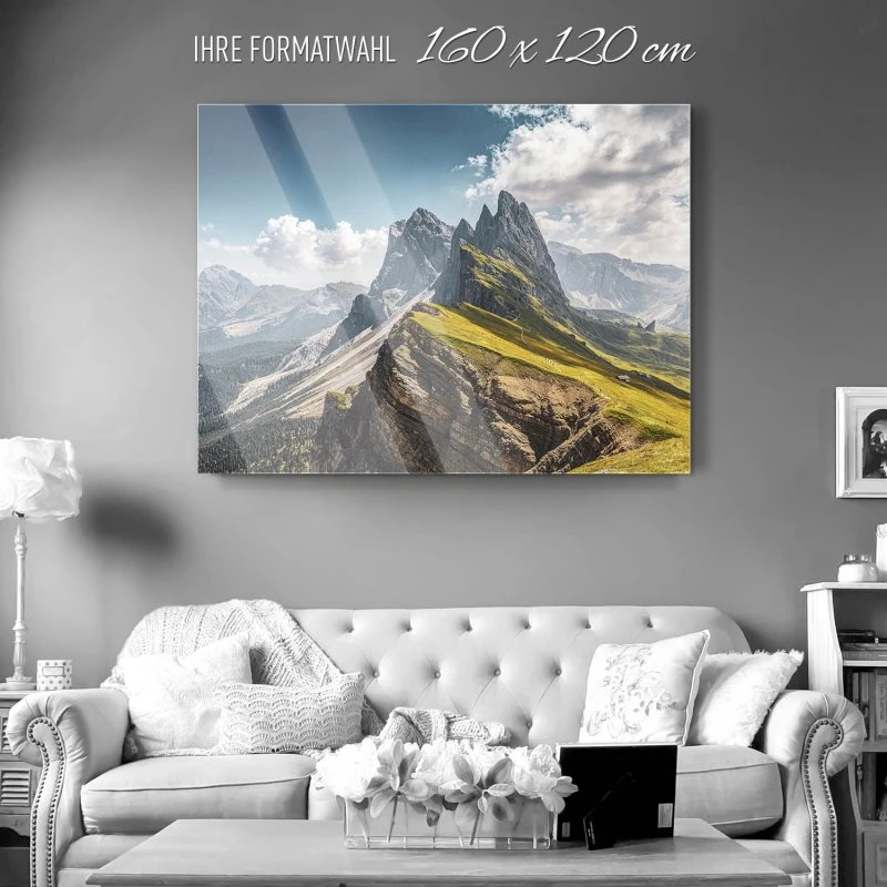 Acrylglasbild XXL, Berge & Gebirge Dolomiten Geisslergruppe 160x120cm groß