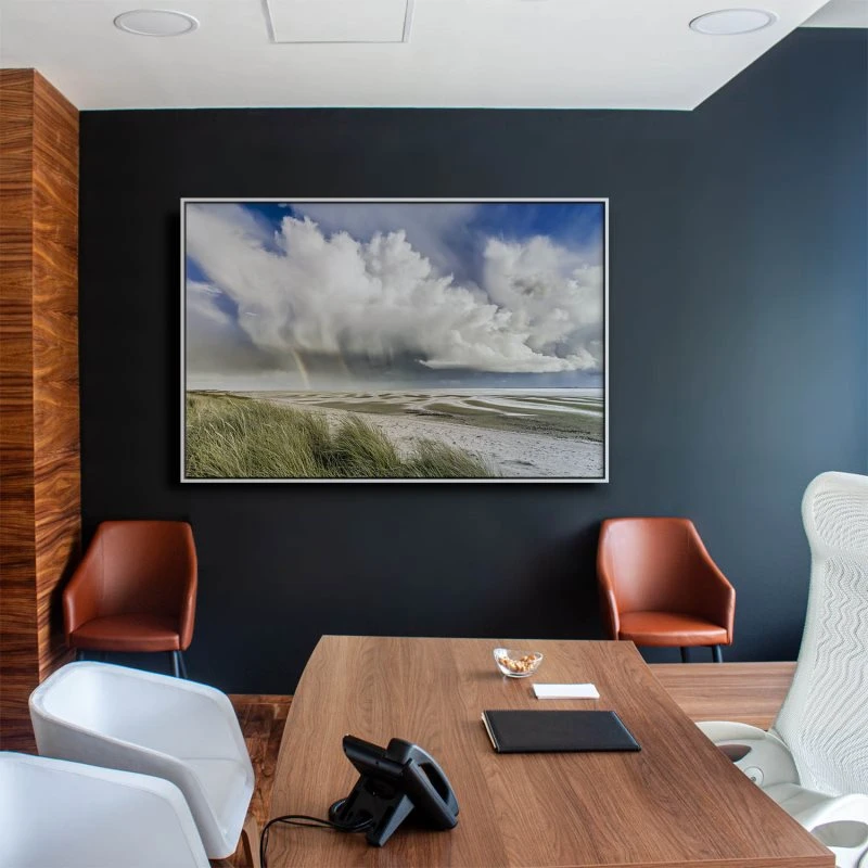 Strand & Meer Wattenmeer Nordsee im weißen Bilderrahmen, 150x100cm