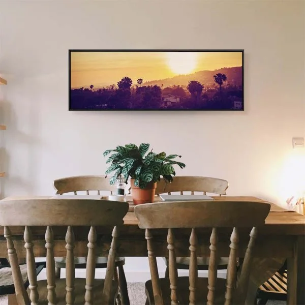 Skyline Los Angeles sunset im schwarzen Bilderrahmen, 180x120cm