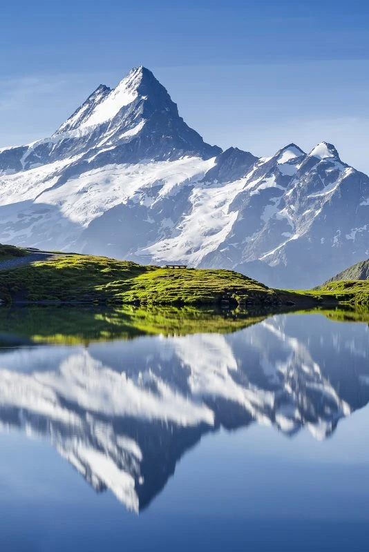 XXL Berge & Gebirge Alu-Dibond Bild im Hochformat 100x150cm, Motiv Bachalpsee Schweiz