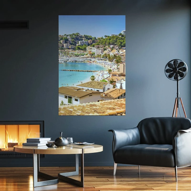 Poster 40x60cm im Hochformat, Port de Soller, Mallorca Strand & Meer