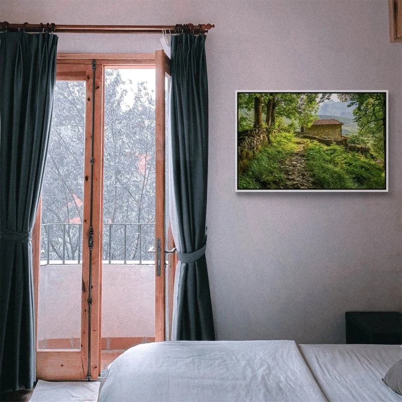 Berge & Gebirge Berghütte, Picu Urriellu, Spanien im weißen Bilderrahmen, 60x40cm