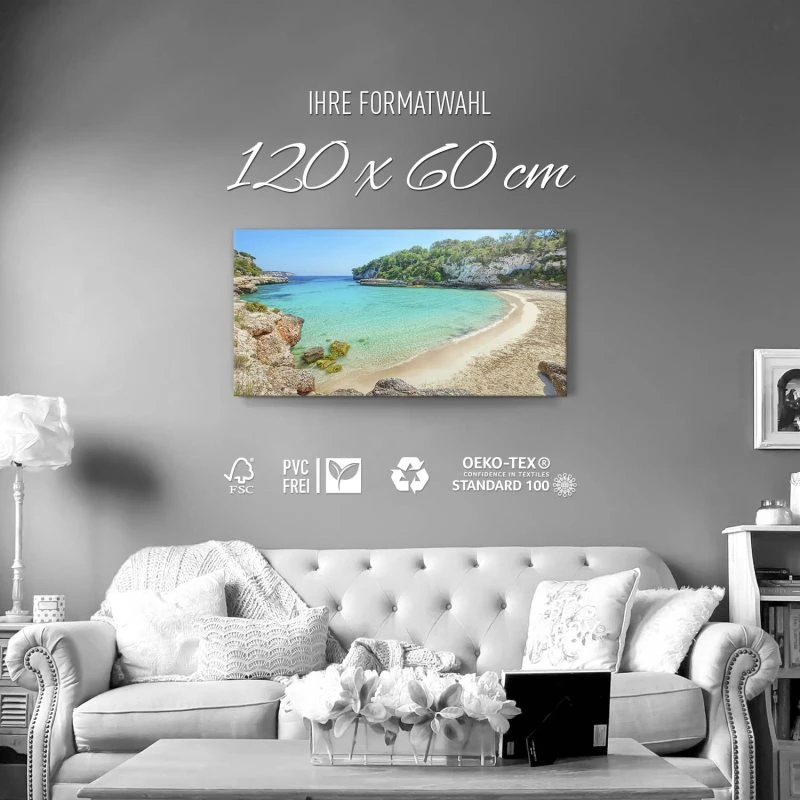 Leinwandbild 120x60cm Strand & Meer, Cala Llombards, Insel Mallorca