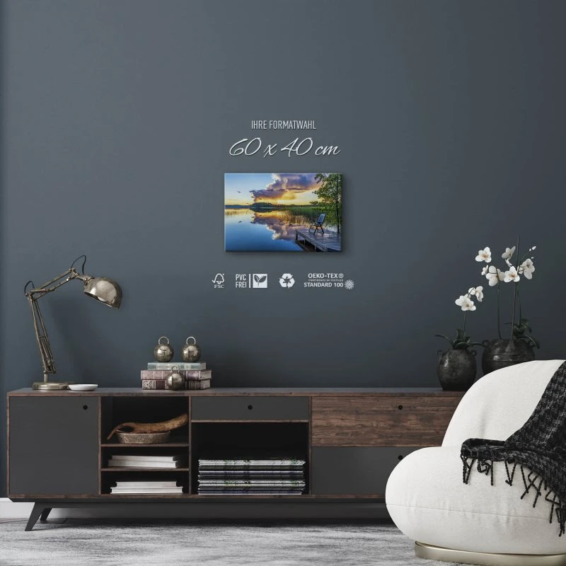 Leinwandbild Steg Romantik, Fluss & See 60x40cm