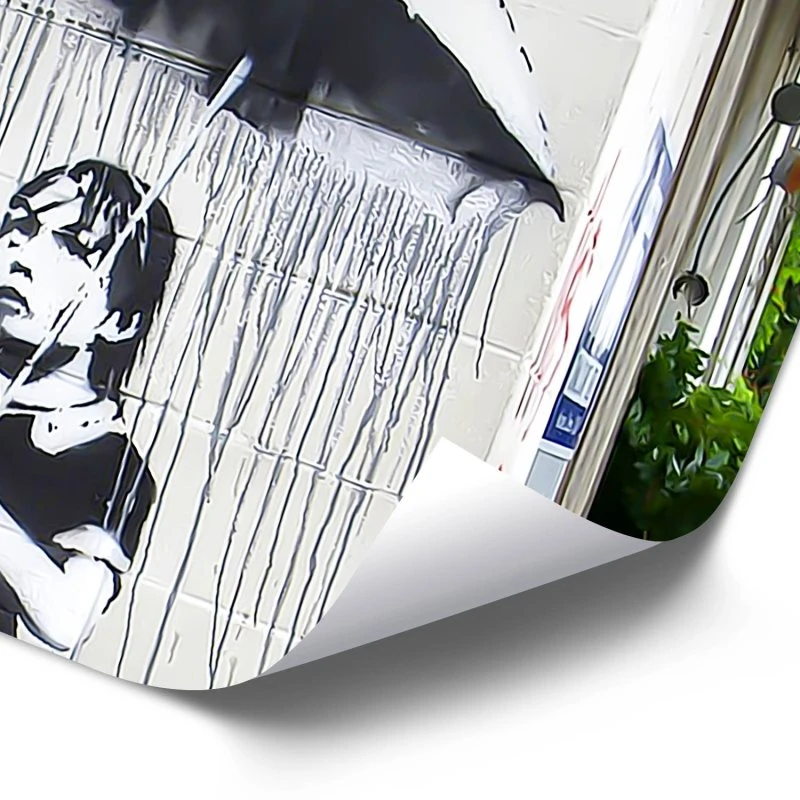 Poster 40x60cm im Hochformat, girl with umbrella Banksy Art