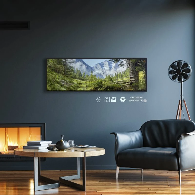 Berge & Gebirge Zillertal Tirol im schwarzen Bilderrahmen, 150x50cm