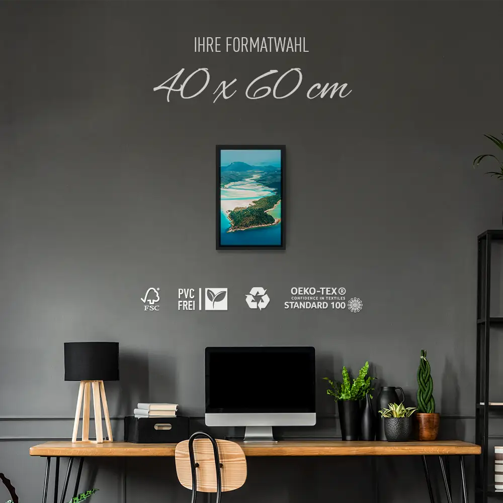 Strand & Meer Panorama Australien im Hochformat 40x60cm mit schwarzen Bilderrahmen