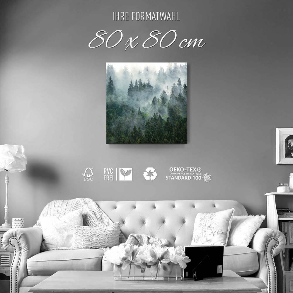 Wald & Bäume Nebelstimmung als Leinwand Bild 80x80cm