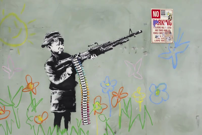 Leinwandbild Child Soldier, Banksy Art 90x60cm