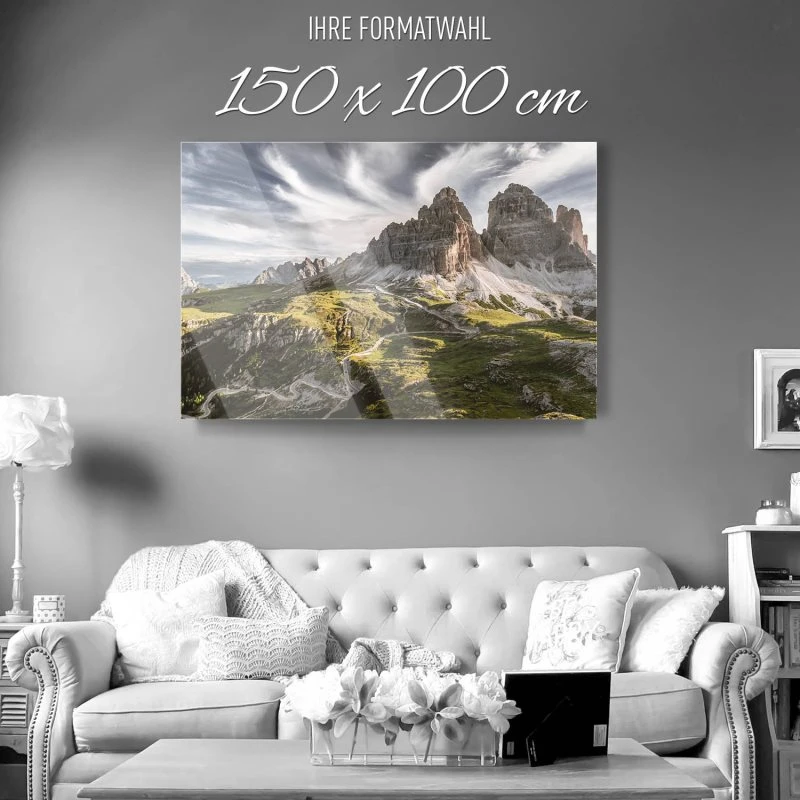Berge & Gebirge 3 Zinnen Dolomiten als XXL Acrylglasbild 150x100cm
