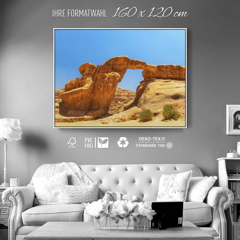 Berge & Gebirge Wadi Rum Wüste im weißen Bilderrahmen, 160x120cm