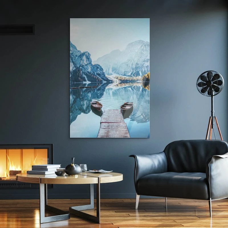 Berge & Gebirge Pragser Wildsee Dolomiten im Hochformat als Acrylglasverbund Bild 60x90cm
