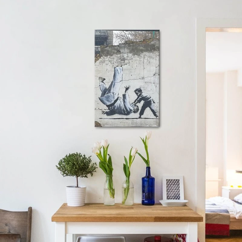Leinwandbild 60x90cm Hochformat, Banksy Ukraine Judo