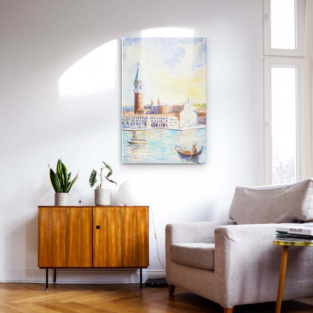 Panorama Acrylglasbild 180x90cm Skyline Venedig als Gemälde