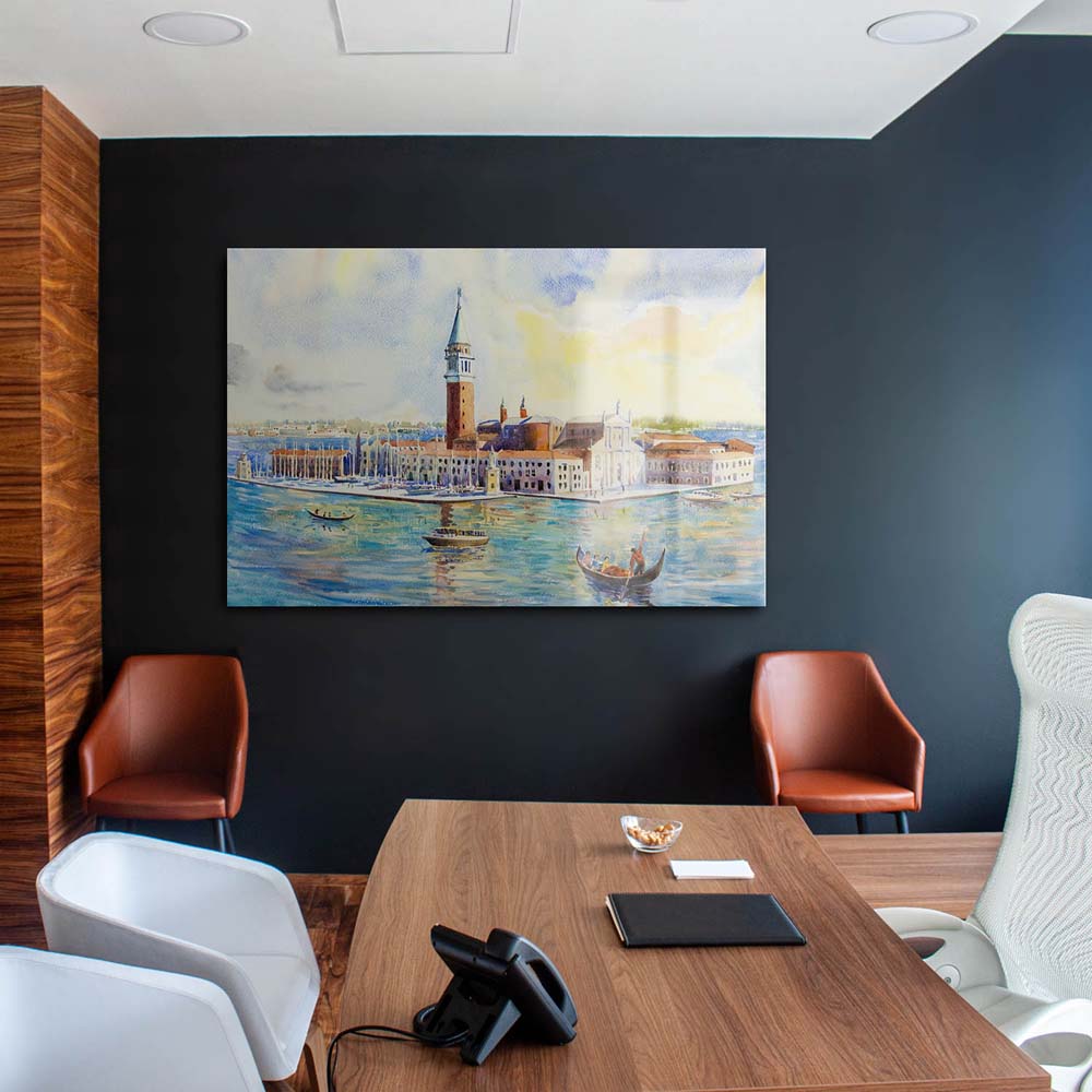 Panorama Acrylglasbild 180x90cm Skyline Venedig als Gemälde