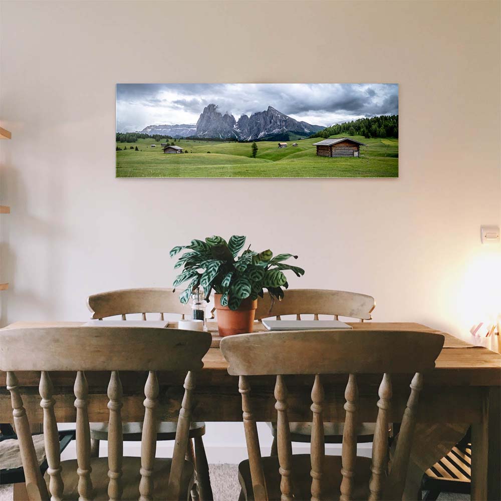 Alpen, Dolomiten Berg Langkofel als Acrylglasverbund Bild 180x90cm