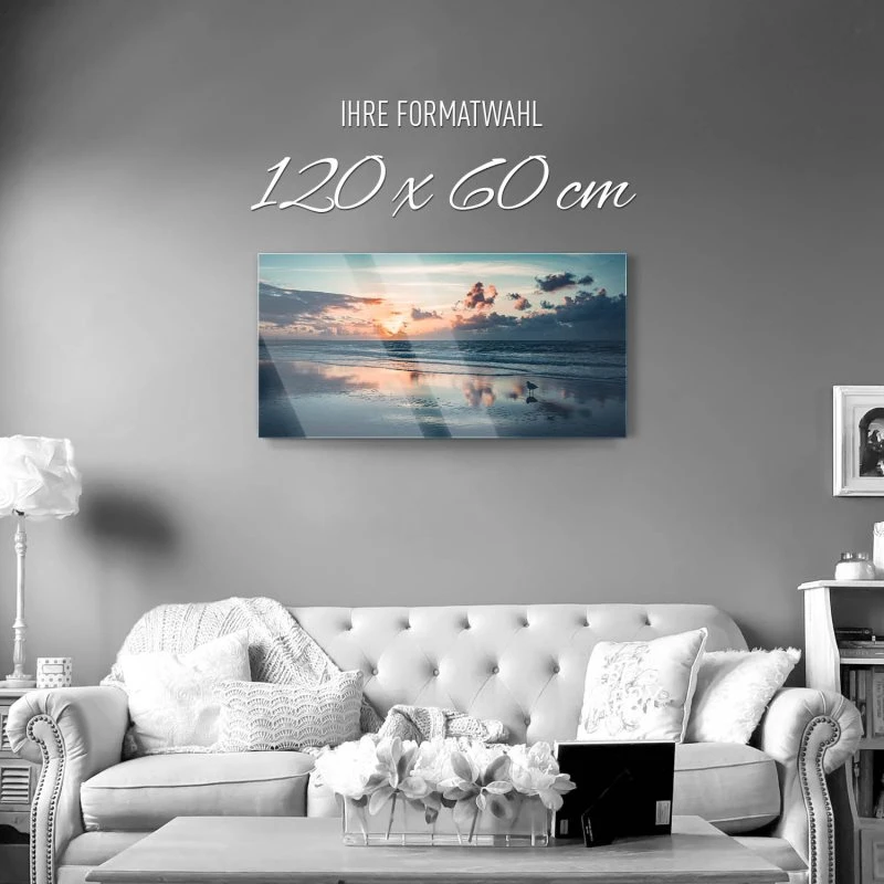 Strand & Meer Sonnenuntergang Nordsee als Acrylglas Bild 120x60cm